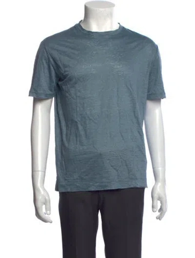 Pre-owned Boglioli Linen Crew Neck T-shirt In Blue
