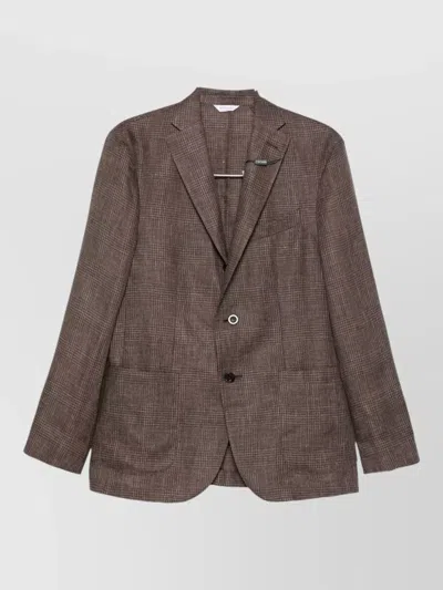 Boglioli Linen Double Breasted Jacket Notch Lapels In Multi
