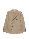 Boglioli Check-pattern Double-breasted Blazer In Neutral