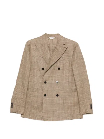 Boglioli Linen Double-breasted Jacket In Neutral