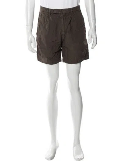 Pre-owned Boglioli Linen Flat Front Shorts In Brown