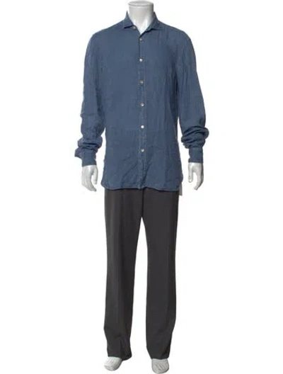 Pre-owned Boglioli Linen Long Sleeve Shirt In Blue