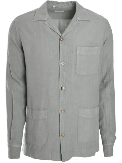 Boglioli Linen Overshirt In 灰色