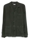 Boglioli Green Linen Overshirt With Bowling Collar In Green