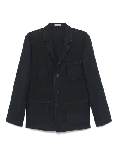 Boglioli Linen Single-breasted Jacket In Blue