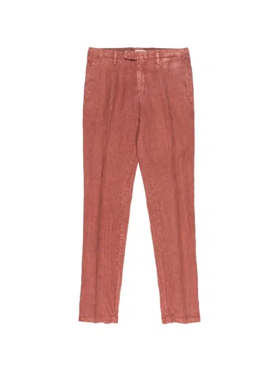 Boglioli Linen Straight-leg Trousers In Pink