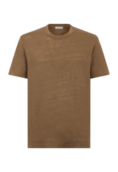 Boglioli Linen T-shirt In Light Brown