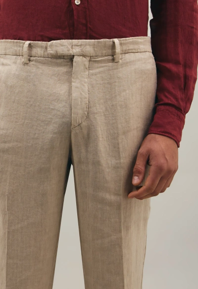 Boglioli Linen Tapered Chinos In Beige