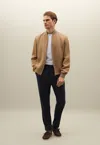 Boglioli Baseball-collar Bomber Jacket In Dark Beige