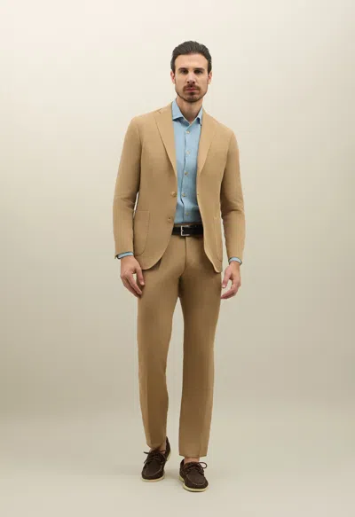 Boglioli Linen Tencel Satin K-suit In Dark Beige