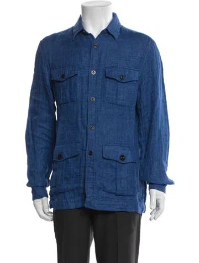 Pre-owned Boglioli Linen Utility Jacket In Blue