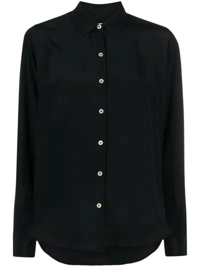 Boglioli Long-sleeve Crepe Shirt In Black