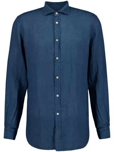 Boglioli Long-sleeve Linen Shirt In Blue