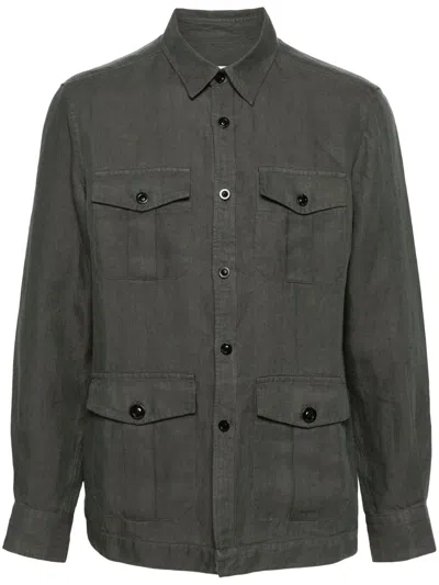 Boglioli Long-sleeve Linen Shirt In Grey