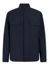 Boglioli Men's Overshirt With Band Collar In Blue