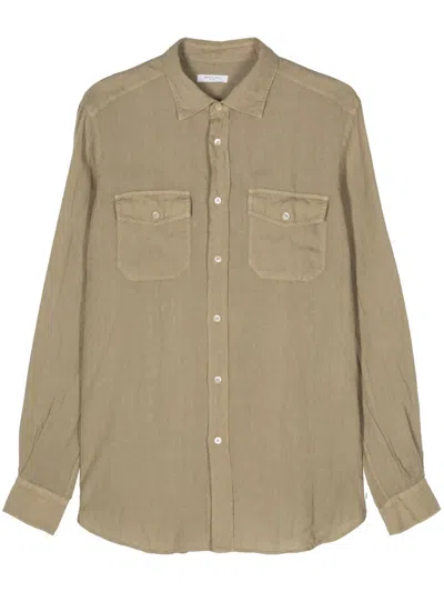 Boglioli Long-sleeves Linen Shirt In Neutrals