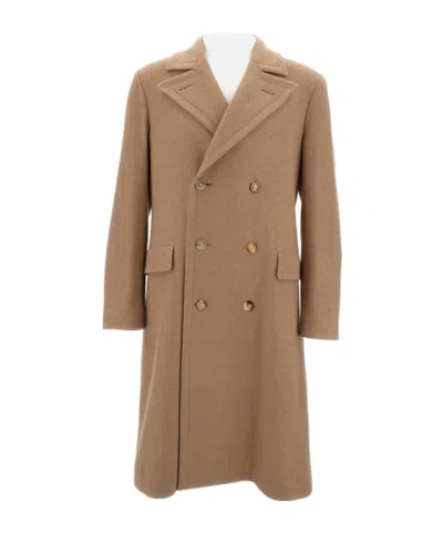 Boglioli Long Wool Blend Coat Made In Brown
