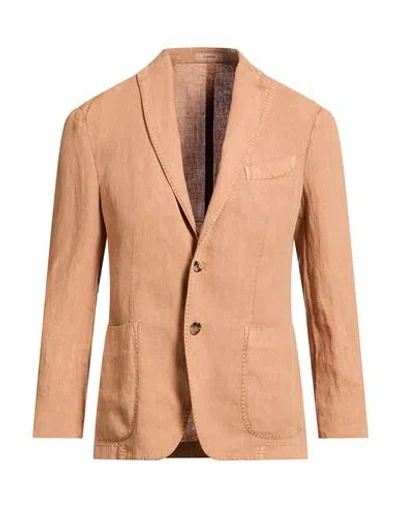 Boglioli Man Blazer Apricot Size 42 Linen In Orange