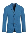 Boglioli Man Blazer Azure Size 42 Cotton, Elastane, Cupro In Blue