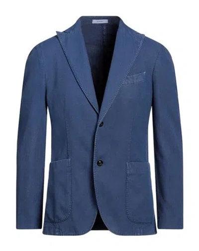 Boglioli Man Blazer Blue Size 38 Cotton, Silk