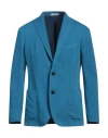 Boglioli Man Blazer Azure Size 42 Cotton, Elastane, Cupro In Blue