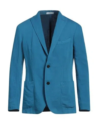 BOGLIOLI BOGLIOLI MAN BLAZER BLUE SIZE 42 COTTON, LINEN
