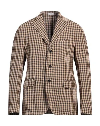 Boglioli Man Blazer Camel Size 42 Linen In Beige