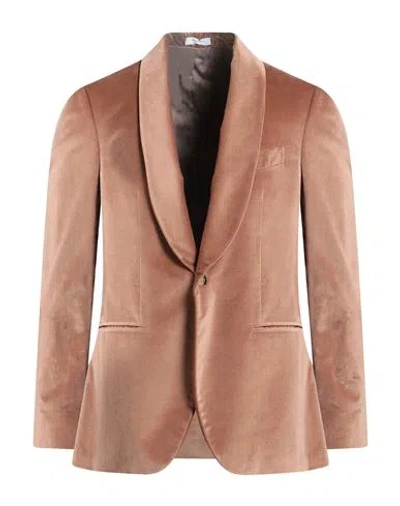 Boglioli Man Blazer Camel Size 44 Cotton