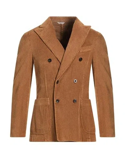 Boglioli Man Blazer Camel Size 44 Cotton, Modal In Brown