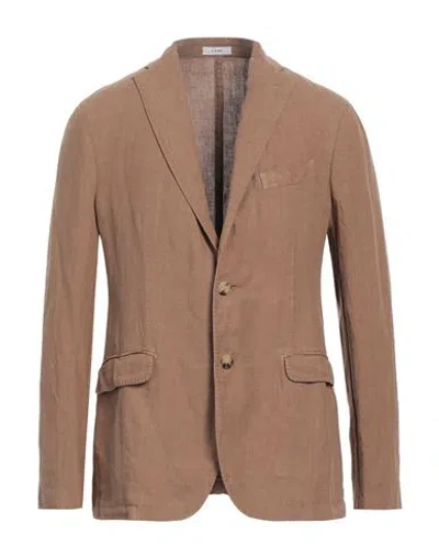 Boglioli Man Blazer Camel Size 44 Linen In Beige