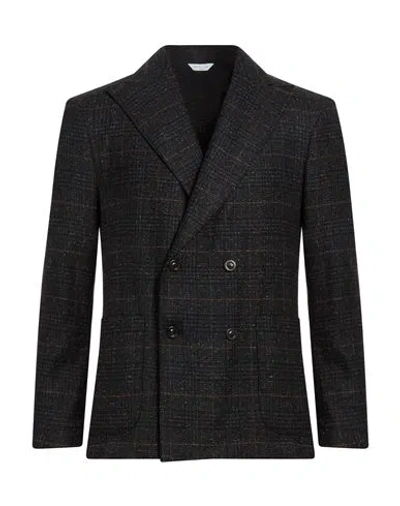 Boglioli Man Blazer Charcoal Size 48 Virgin Wool, Polyamide, Silk, Polyester, Elastane In Black