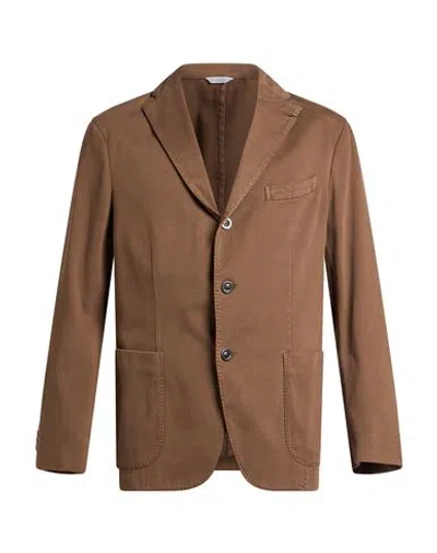 Boglioli Man Blazer Chocolate Brown Size 38 Cotton, Elastane