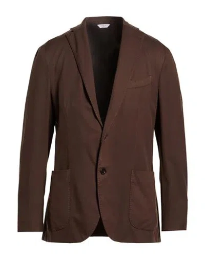 Boglioli Man Blazer Dark Brown Size 36 Virgin Wool