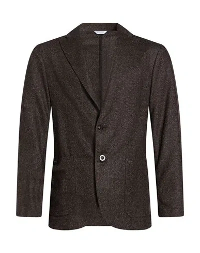 Boglioli Man Blazer Dark Brown Size 36 Virgin Wool, Polyamide, Silk, Polyester, Elastane