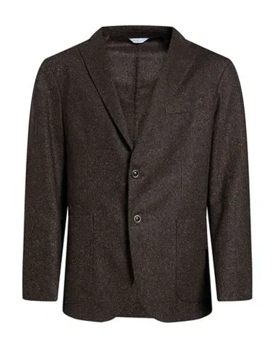 Boglioli Man Blazer Dark Brown Size 40 Virgin Wool, Polyamide, Silk, Polyester, Elastane