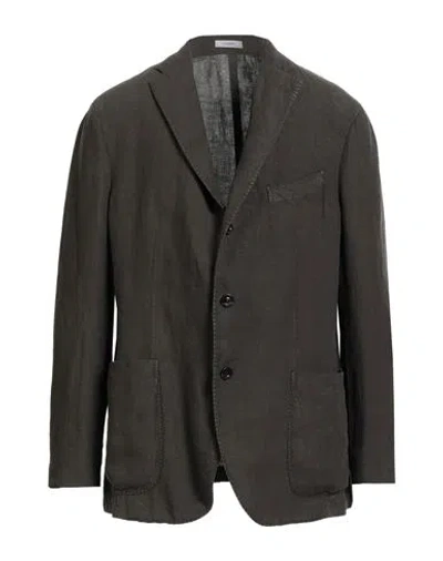 Boglioli Man Blazer Dark Brown Size 48 Linen In Gray