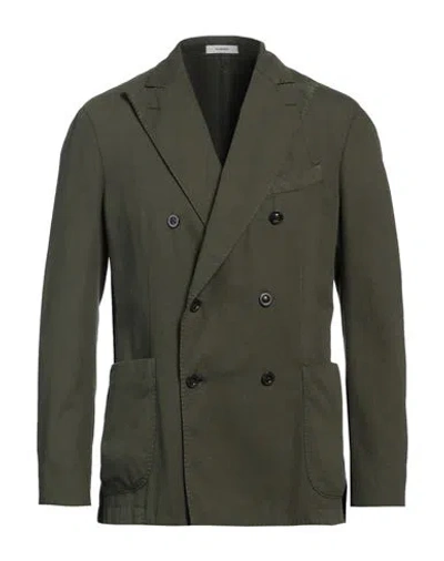 Boglioli Man Blazer Dark Green Size 44 Cotton, Linen