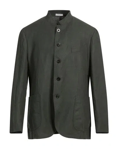 Boglioli Man Blazer Dark Green Size 44 Linen In Black