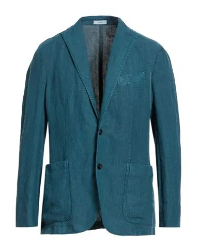 Boglioli Man Blazer Deep Teal Size 44 Linen In Green