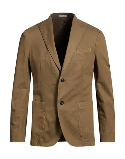 Boglioli Man Blazer Khaki Size 42 Cotton, Linen, Elastane In Brown