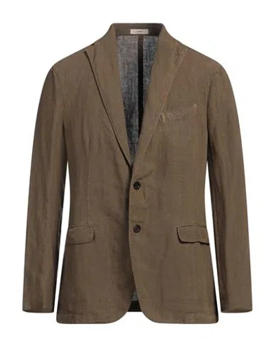 Boglioli Man Blazer Khaki Size 42 Linen In Beige
