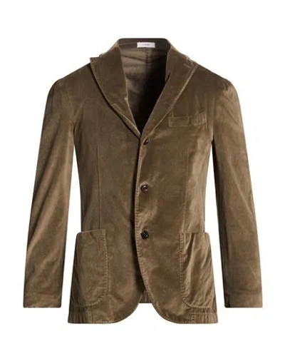 Boglioli Man Blazer Khaki Size 46 Cotton In Gray