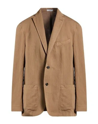 Boglioli Man Blazer Khaki Size 46 Cotton, Linen In Brown