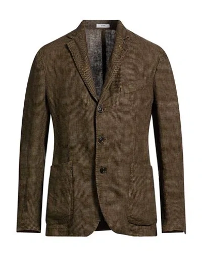 Boglioli Man Blazer Khaki Size 46 Linen In Brown