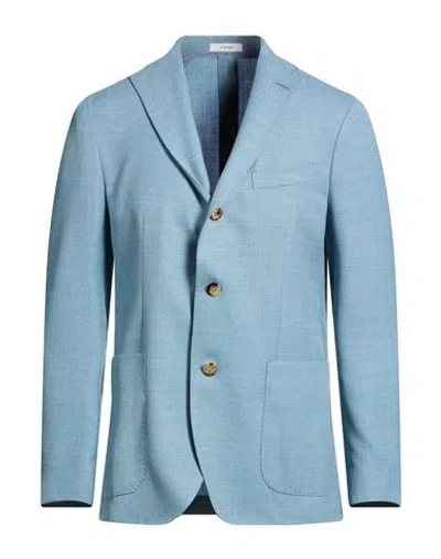 Boglioli Man Blazer Light Blue Size 38 Virgin Wool
