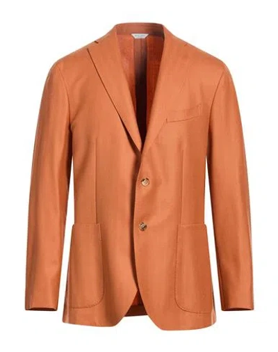 Boglioli Man Blazer Mandarin Size 46 Virgin Wool In Orange