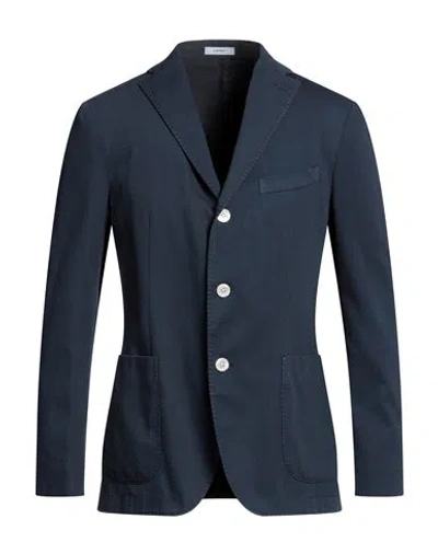 Boglioli Man Blazer Midnight Blue Size 38 Cotton, Elastane In Black