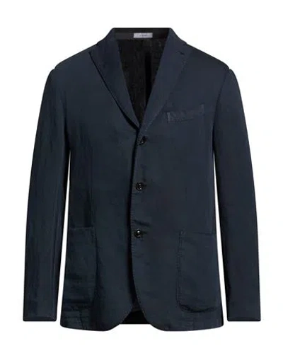 Boglioli Man Blazer Midnight Blue Size 42 Cotton, Linen