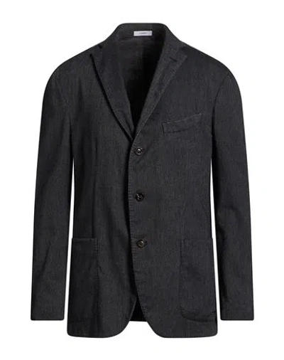 Boglioli Man Blazer Midnight Blue Size 44 Cotton, Linen, Polyester, Elastane In Black