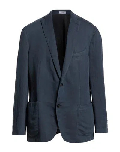 Boglioli Man Blazer Midnight Blue Size 48 Cotton, Linen